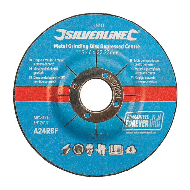 Silverline - Discos con centro hundido para desbaste de metal, 10 pzas 115 x 6 x 22,23 mm - Imagen 2