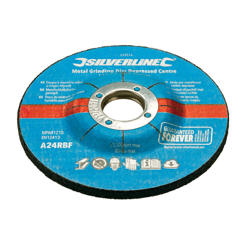 Silverline - Discos con centro hundido para desbaste de metal, 10 pzas 115 x 6 x 22,23 mm - Imagen 3