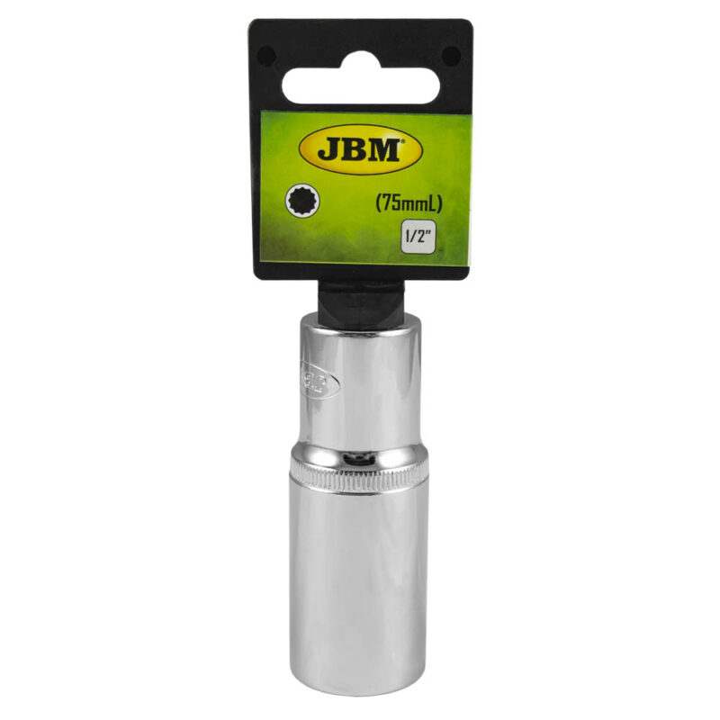 JBM VASO XZN CANTOS 1/2" 75MM LARGO 19MM CROMADO - Imagen 2