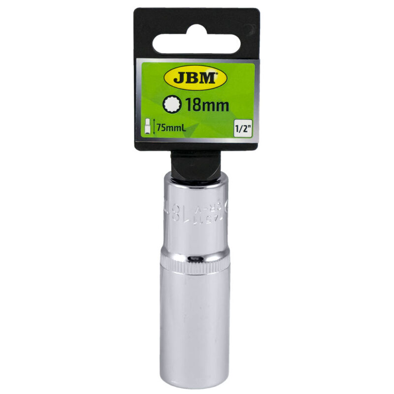 JBM VASO 12 CANTOS 1/2" 75MM LARGO 18MM CROMADO - Imagen 3