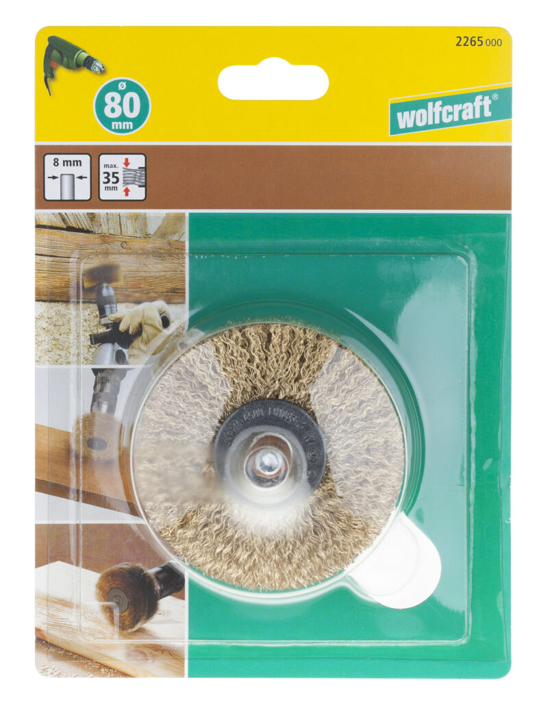 WOLFCRAFT 2265000 - 1 cepillo para estructurar madera, vást. 8 mm ø80x35mm