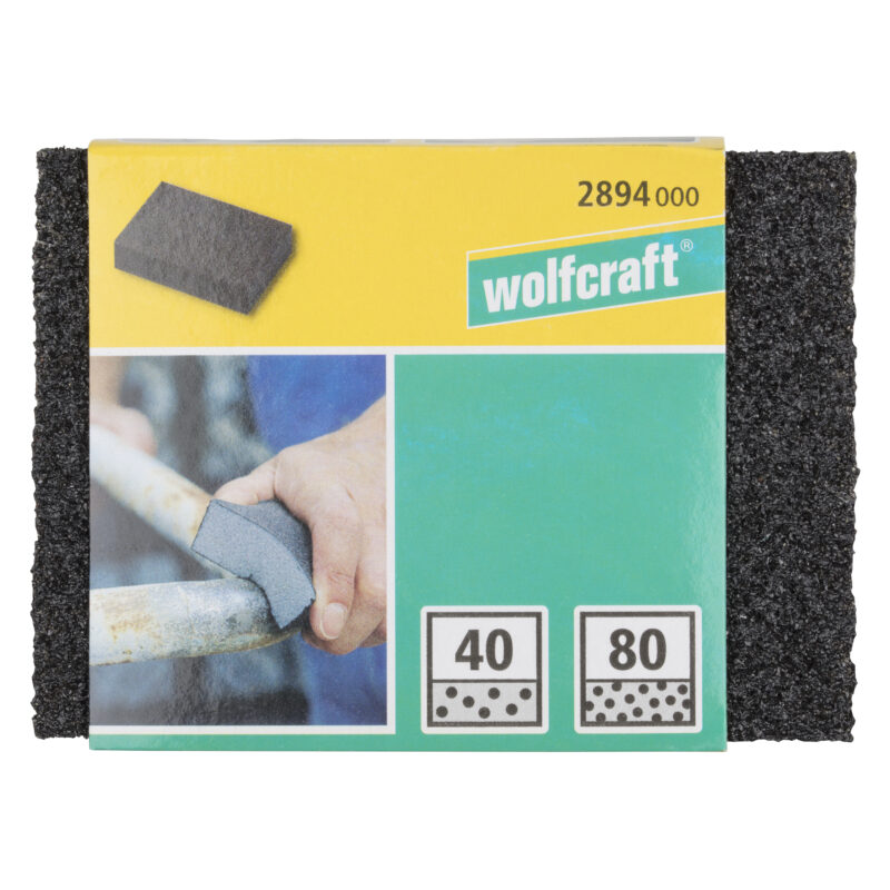 WOLFCRAFT 2894000 - 1 esponja de lijar SiC grano 40, 80; 100 x 70 x 25 mm - Imagen 2