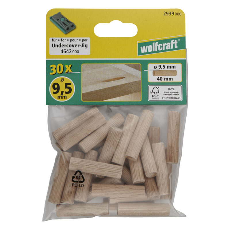 WOLFCRAFT 2939000 - 30 espigas corrugadas de haya de ø9,5x40mm - Imagen 2