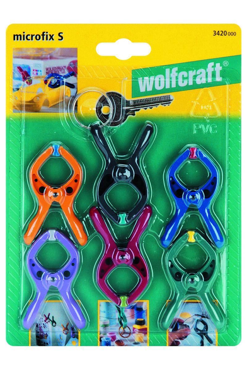 WOLFCRAFT 3420000 - 1 juego de mini-pinzas con resorte microfix de 7 piezas - Imagen 2