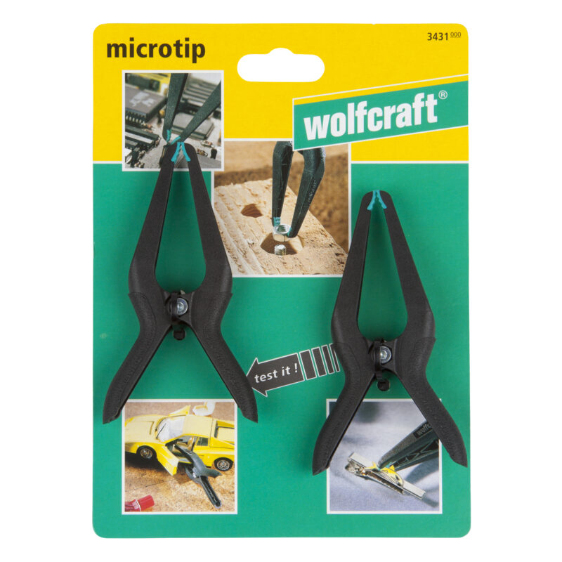 WOLFCRAFT 3431000 - 2 pinzas de precisión con resorte microtip 60