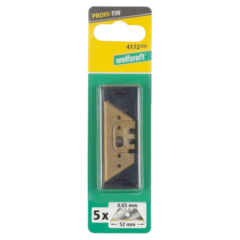 WOLFCRAFT 4172000 - 5 cuchillas trapezoidales profesionales TiN de 0,65 x 52 mm - Imagen 2