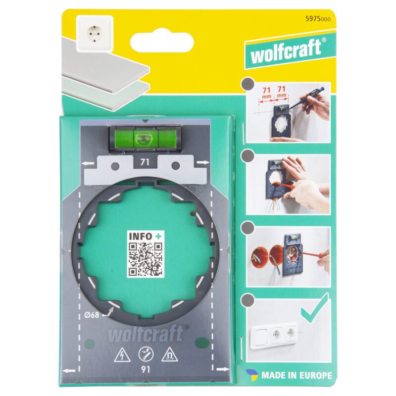 WOLFCRAFT 5975000 - Plantilla para marcar y alinear, para medidas de 71 y 91 mm