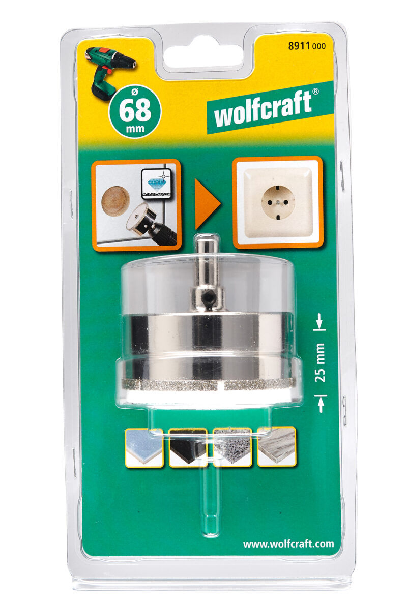 WOLFCRAFT 8911000 - 1 corona de perforación de diamante con vástago ø 68 mm - Imagen 2