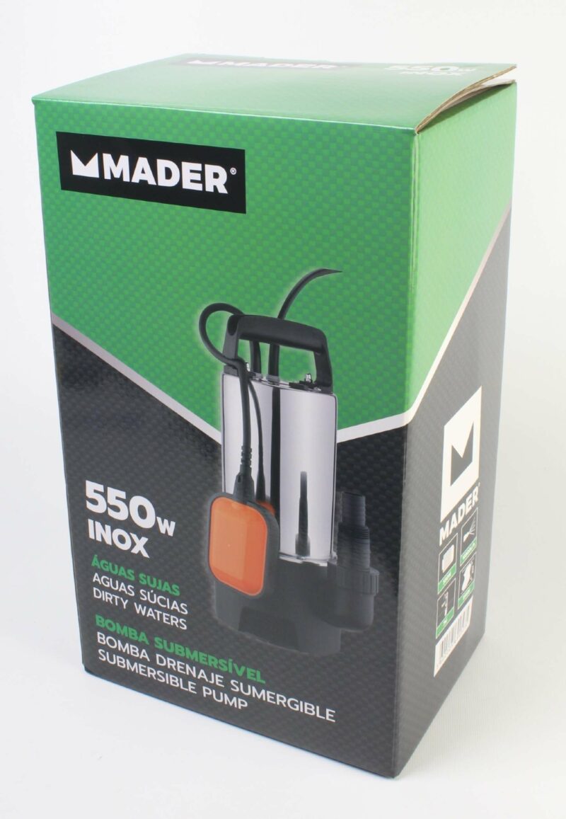 MADER 69057 - Bomba Drenaje, Aguas Súcias, 550W, 10500 L/h, Inox - Imagen 2