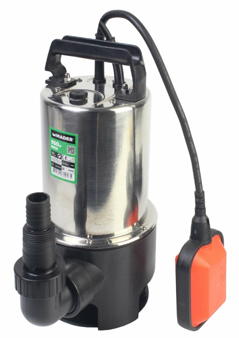 MADER 69057 - Bomba Drenaje, Aguas Súcias, 550W, 10500 L/h, Inox