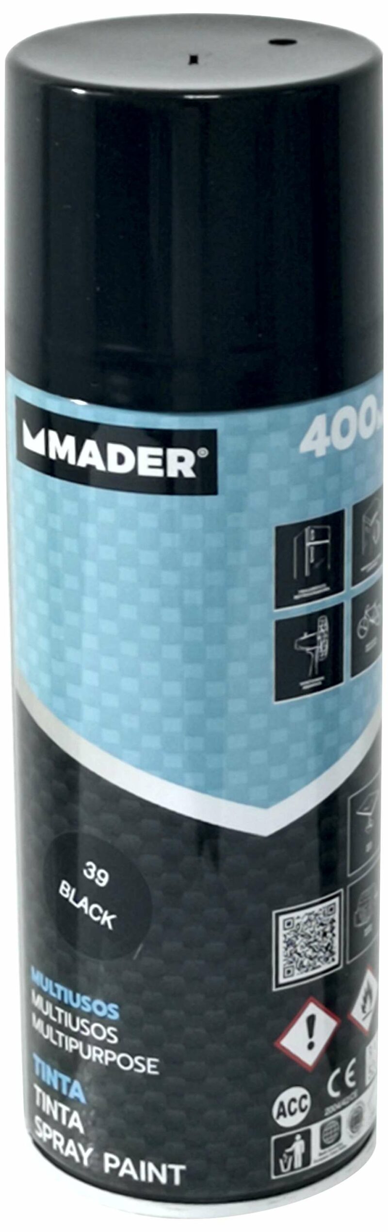 MADER 79401 - Spray Pintura Multiusos, Black, Ref. 39, 400ml