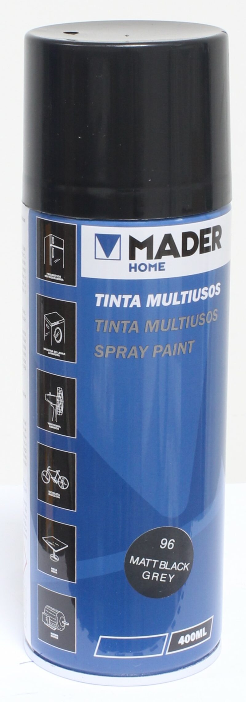 MADER 79448 - Spray Pintura Multiusos, Matt Black Grey, Ref. 96, 400ml