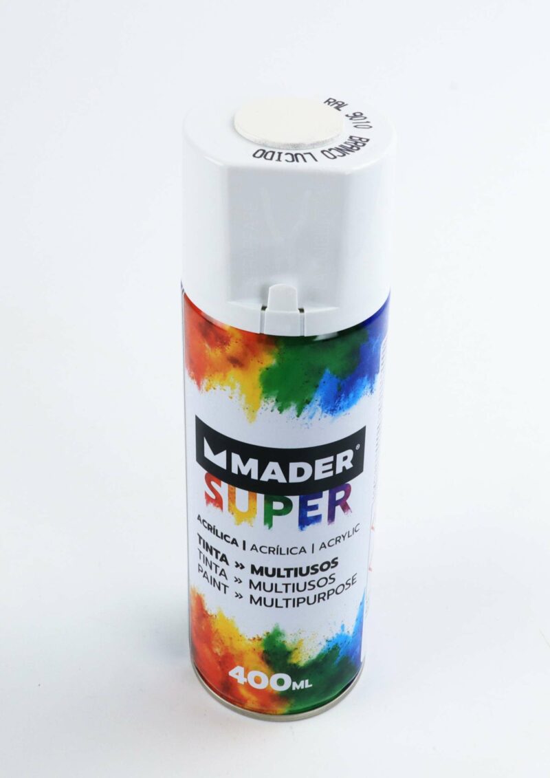 MADER 79743 - Spray Pintura, Acrílico, Ref. 9010, Branco Lúcido - Imagen 2