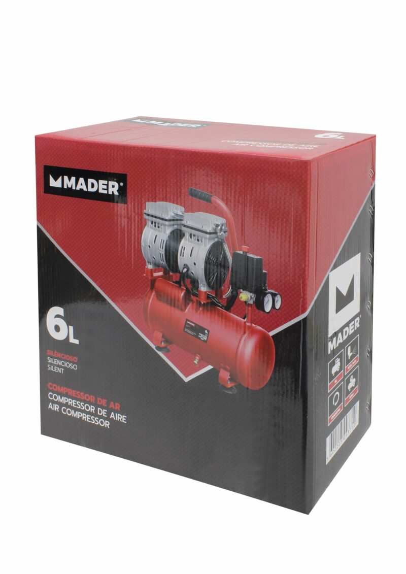 MADER 09371 - Compresor de Aire, Monobloco, 6L, 0.75hp, Silencioso - Imagen 6