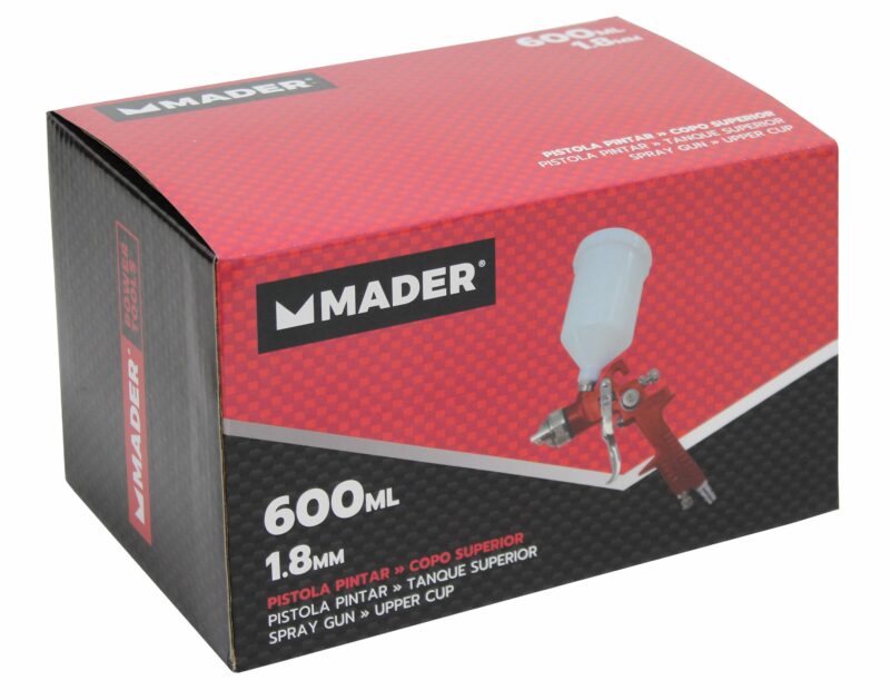 MADER 35061 - Pistola Pintar, Vaso Superior, 1.8mm, 600ml - Imagen 2