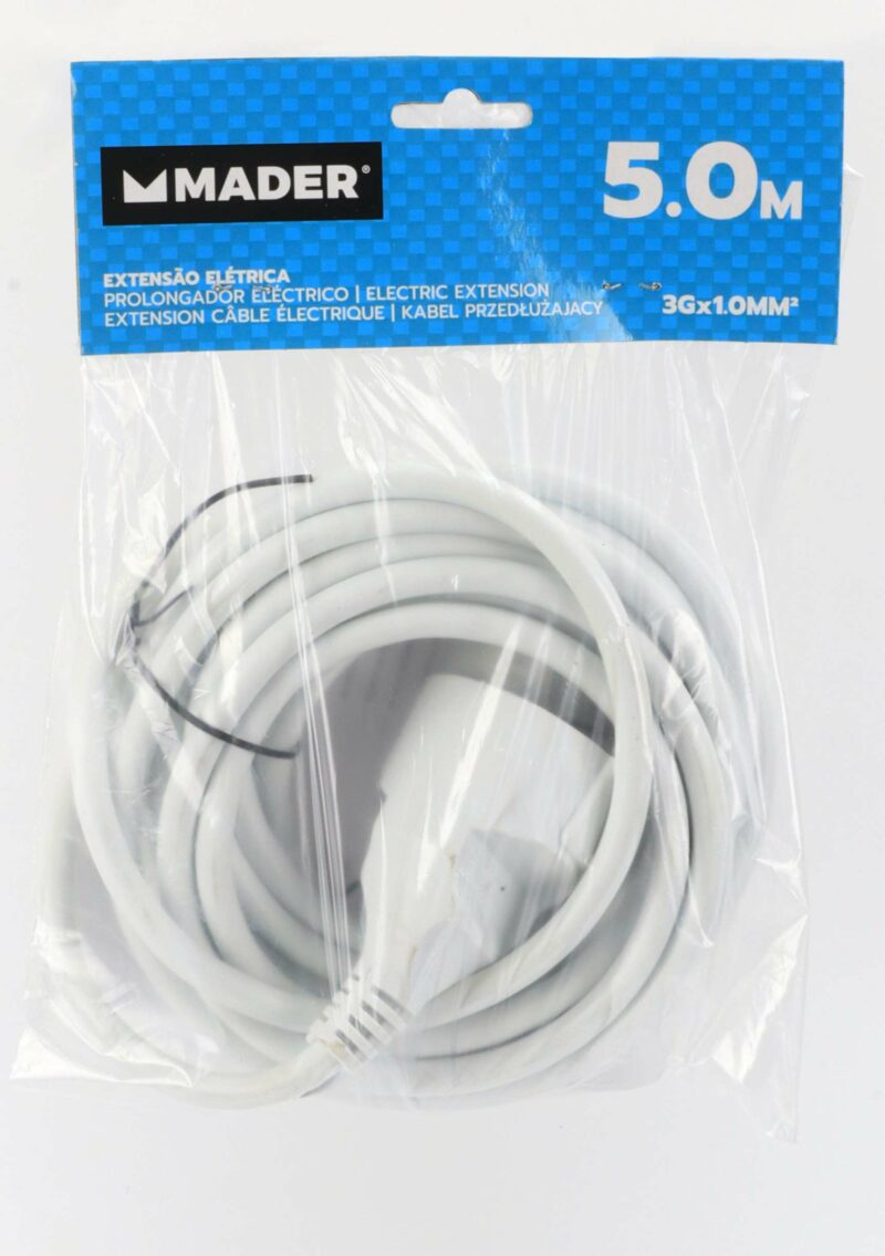 MADER 90680 - Prolongador Eléctrico, Blanca, 5m, 3Gx1.5mm² - Imagen 2