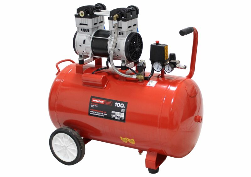 MADER 09370 - Compresor de Aire, Monobloco, 100L, 2hp, Silencioso