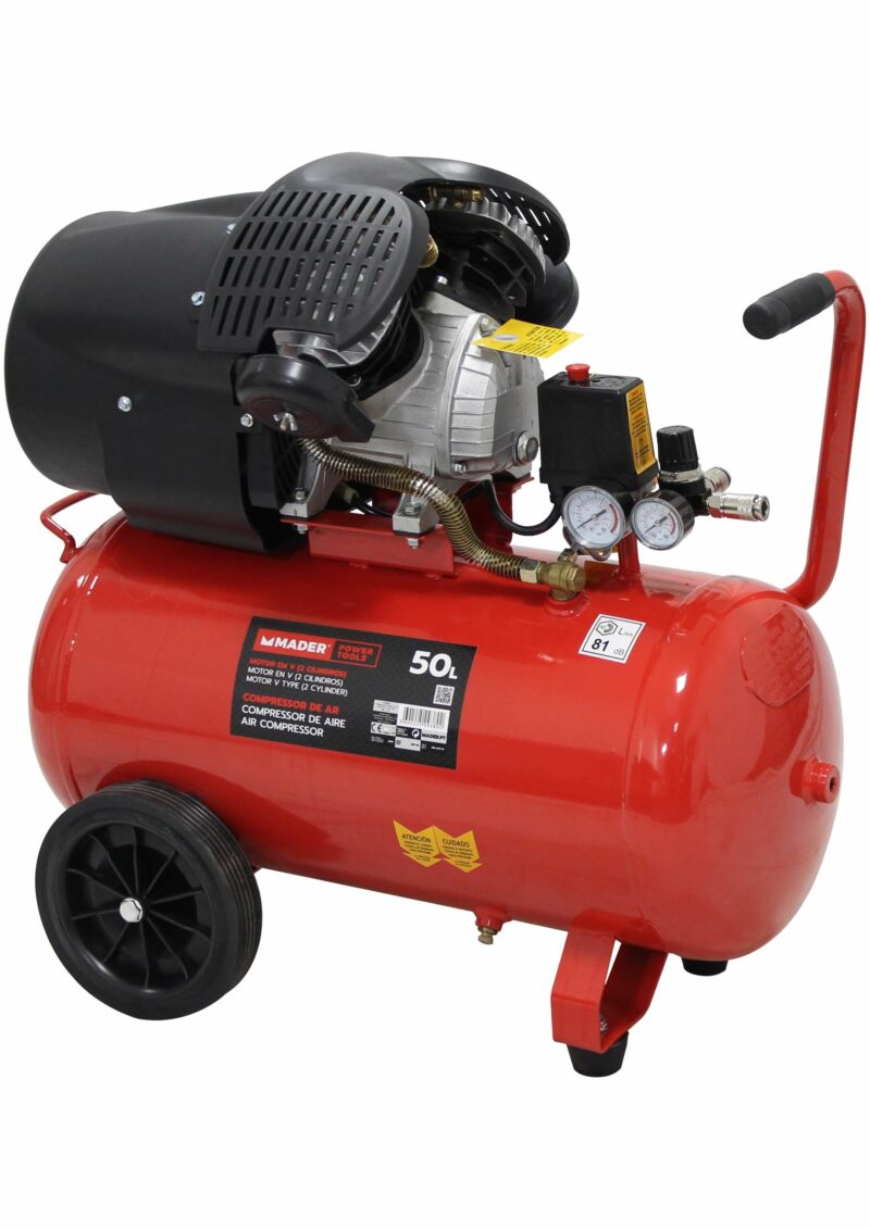 MADER 09380 - Compresor de Aire, Monobloco, 50L, 3HP, 2 Cilindros