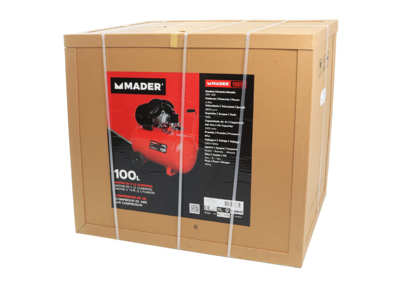 MADER 09381 - Compresor de Aire, Monobloco, 100L, 3HP, 2 Cilindros - Imagen 7
