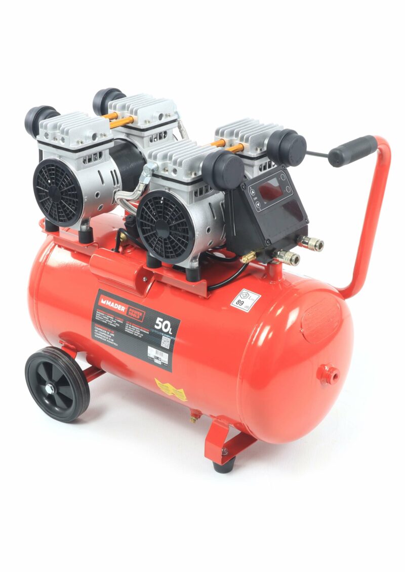 MADER 09388 - Compresor de Aire, Monobloco, 50L, 4HP, 4 Cabezas - 2 Motores, LCD