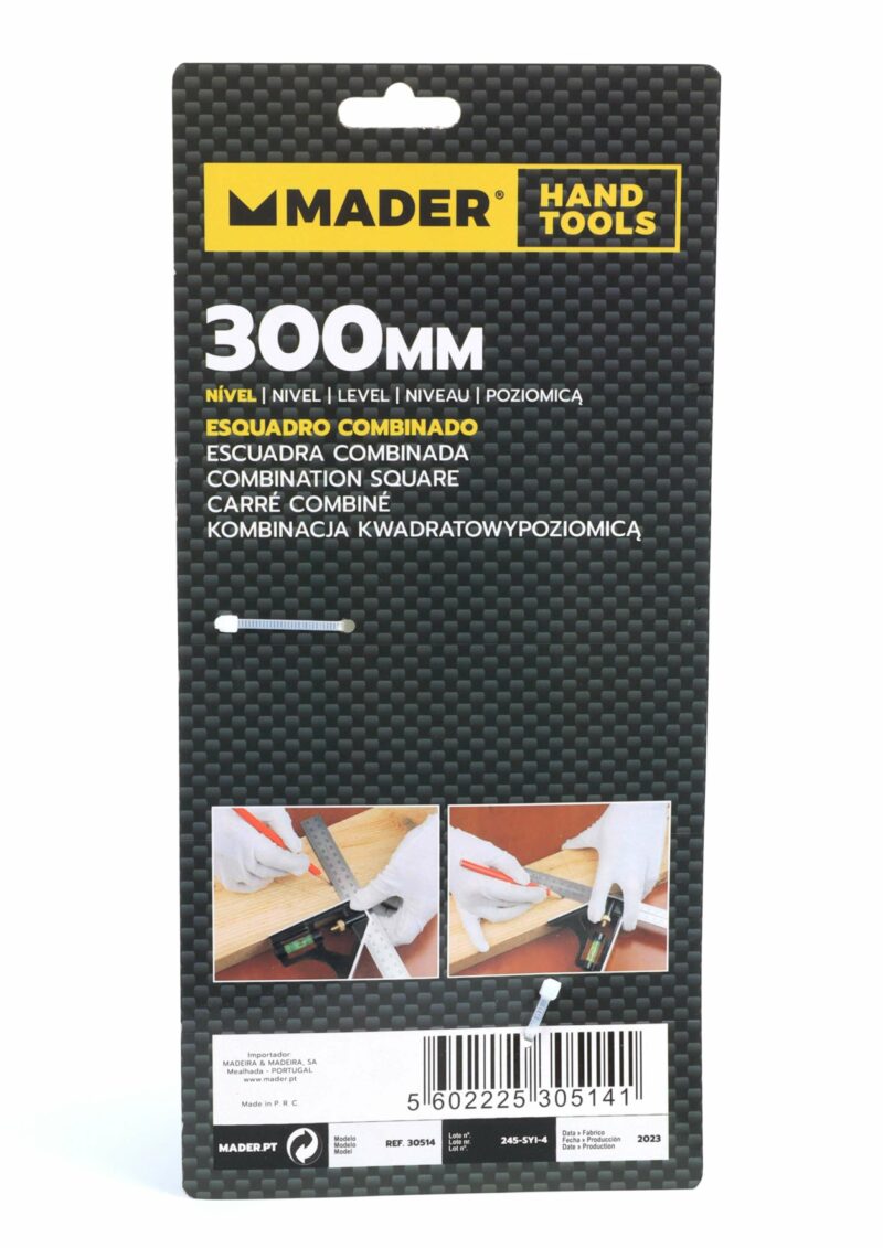 MADER 30514 - Escuadra Combinada, Nivel, Graduado, 300mm - Imagen 6