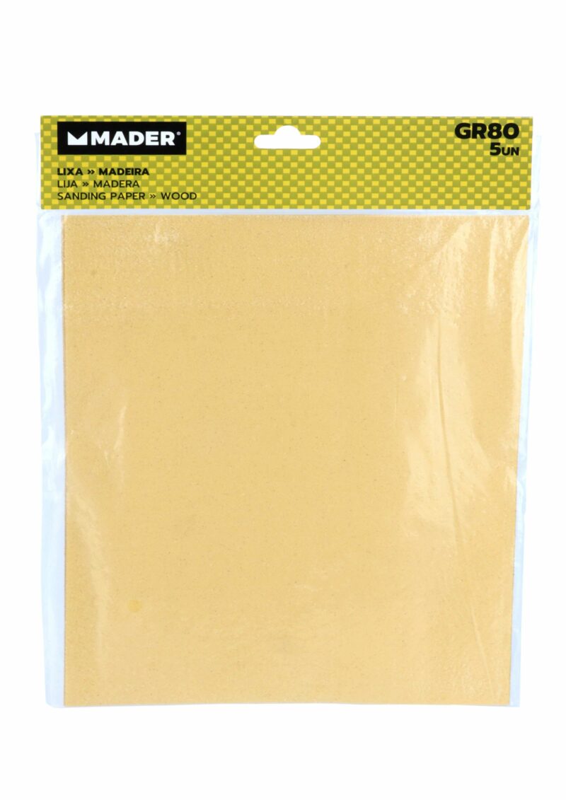 MADER 31260 - Lija de Madera, 230x280mm, GR80, 5Un - Imagen 2
