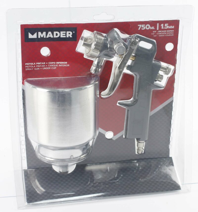 MADER 35086 - Pistola Pintar, Vaso Inferior de Aluminio, 750ml, 1.5mm - Imagen 4