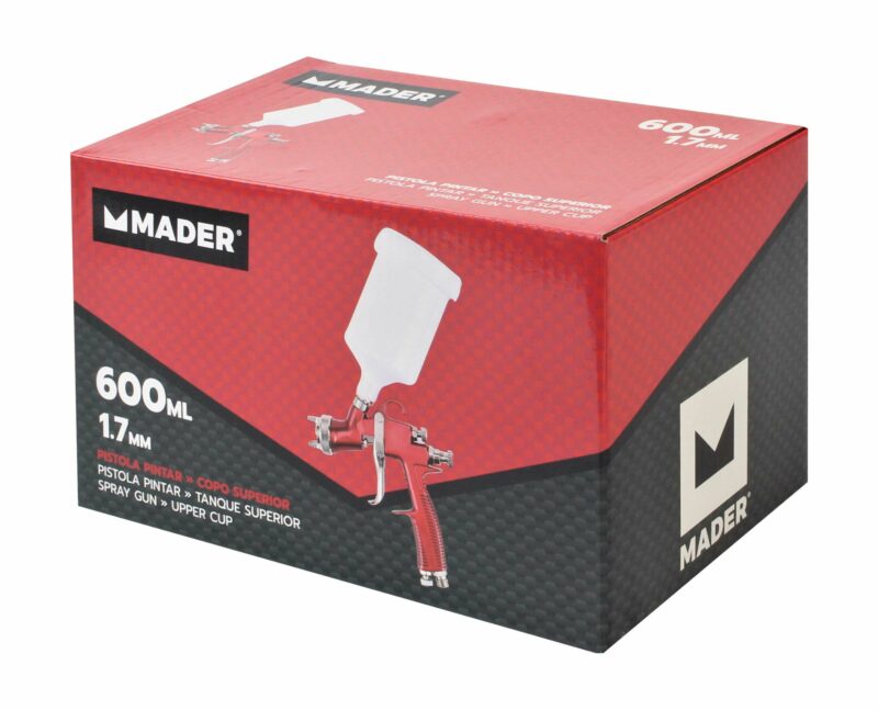 MADER 35222 - Pistola Pintar, Vaso Superior, 1.7mm, 600ml - Imagen 3