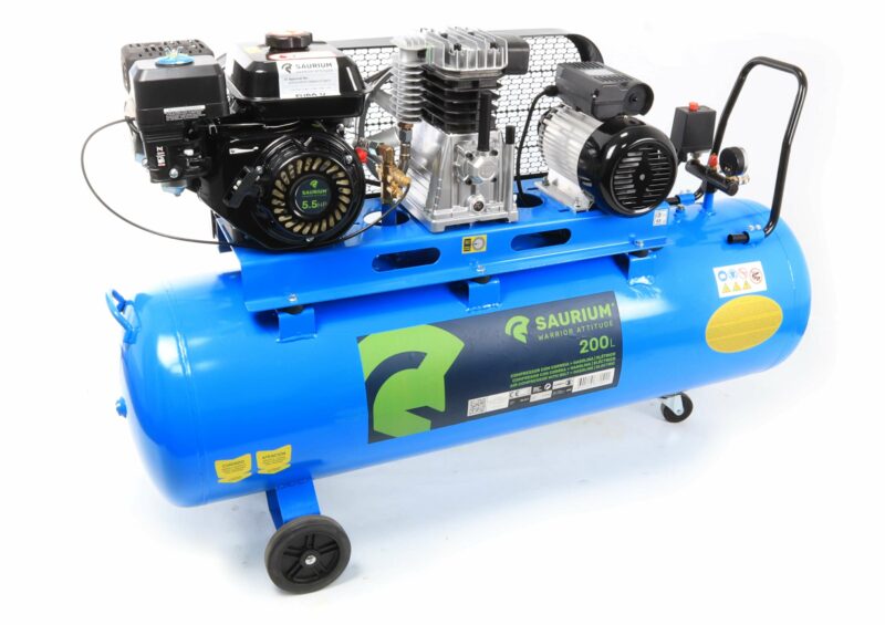 MADER 37151 - Compresor de Aire, Gasolina 5.5HP + Eléctrico 3HP, 200L - SAURIUM® - Imagen 6