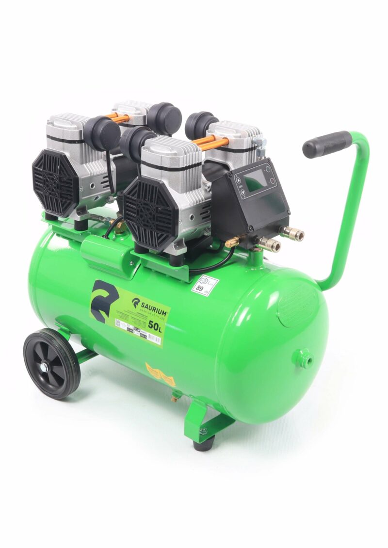 MADER 37193 - Compresor de Aire, Silencioso, 50L, 4HP, 4 Cabezas, 2 Motores, LCD - SAURIUM®