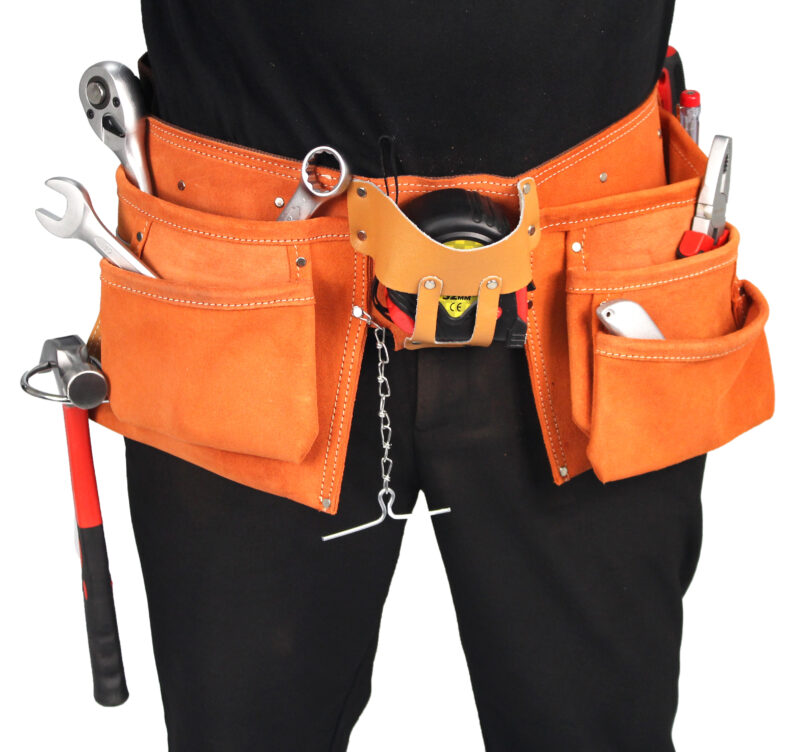 MADER 47331 - Cinturón para Herramienta, 2 Bolsas, 10 Particiones - SAURIUM® - Imagen 2
