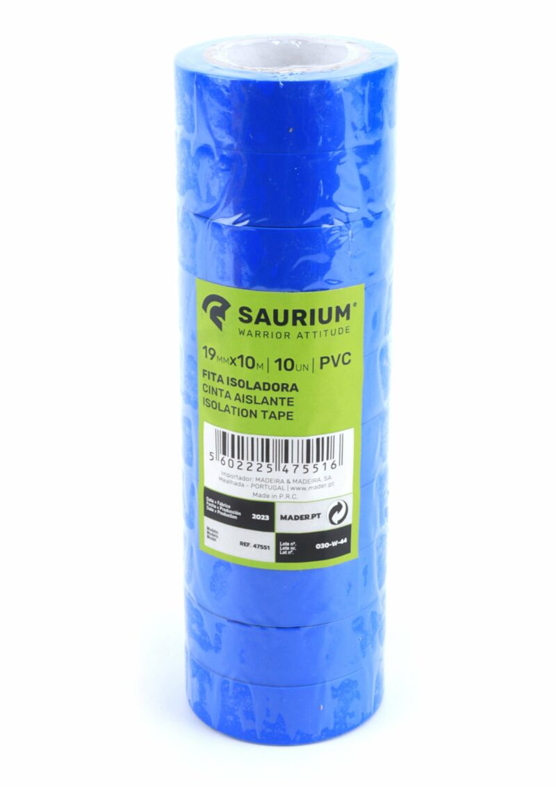 MADER 47551 - Cinta Aislante, Azul, 19mmx10m, 10Un - SAURIUM® - Imagen 2