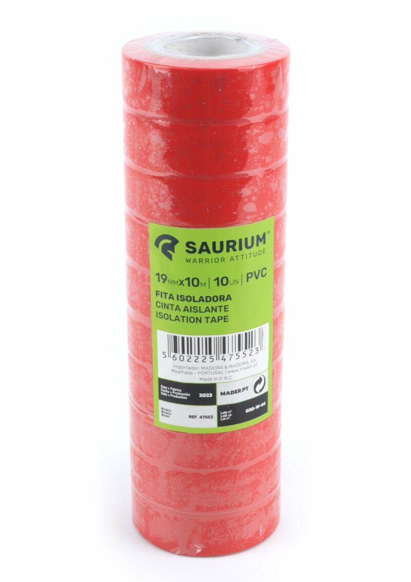 MADER 47552 - Cinta Aislante, Roja, 19mmx10m, 10Un - SAURIUM® - Imagen 2