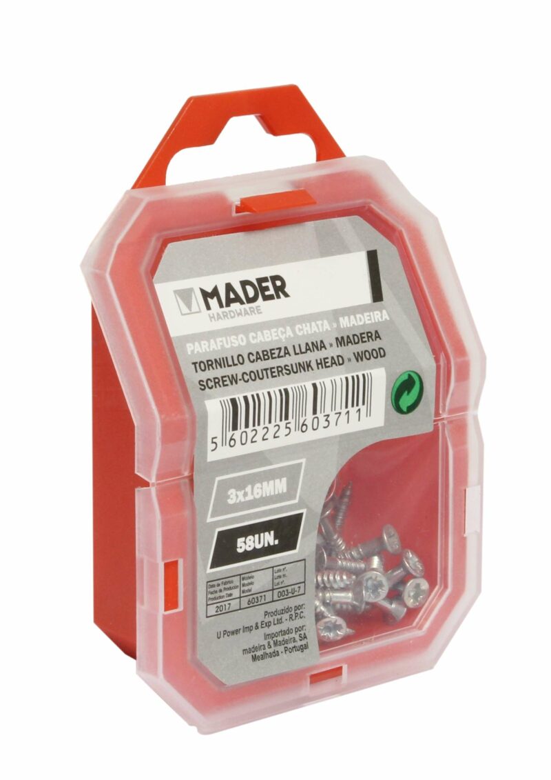 MADER 60371 - Tornillo Cabeza Llana para Madera, 3x16 - 58Un