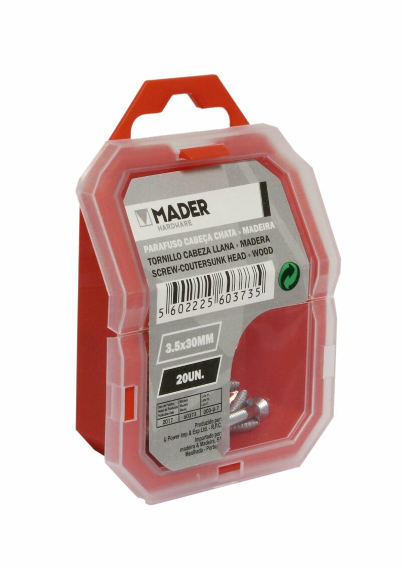 MADER 60373 - Tornillo Cabeza Llana para Madera, 3.5x30, 20Un