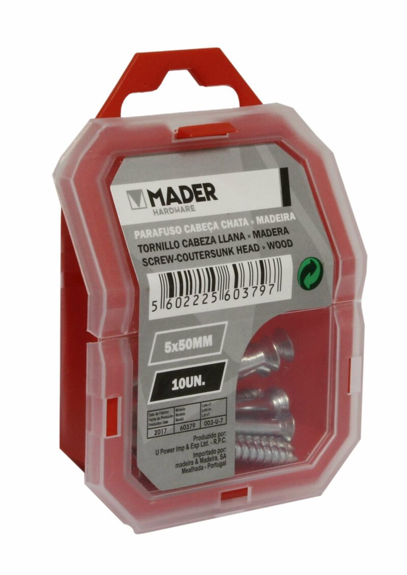 MADER 60379 - Tornillo Cabeza Llana para Madera, 5x50, 10Un