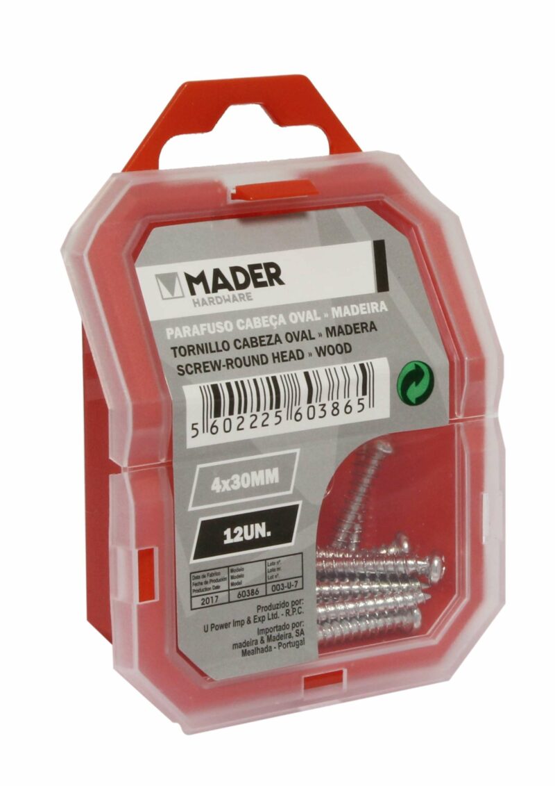 MADER 60386 - Tornillo Cabeza Oval, Madera, 4x30, 12Un