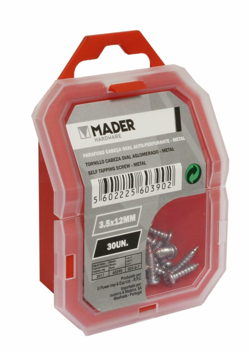 MADER 60390 - Tornillo Cabeza Oval Aglomerado, Metal, 3.5x12mm, 30Un