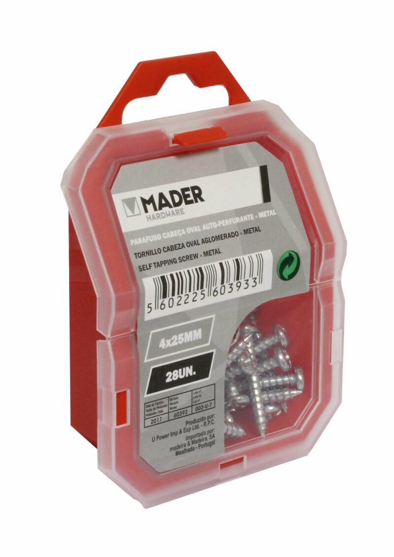 MADER 60393 - Tornillo Cabeza Oval Aglomerado, Metal, 4x25mm, 28Un
