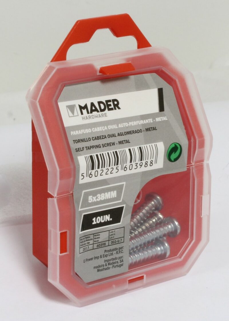 MADER 60398 - Tornillo Cabeza Oval Aglomerado, Metal, 5x38mm, 10Un