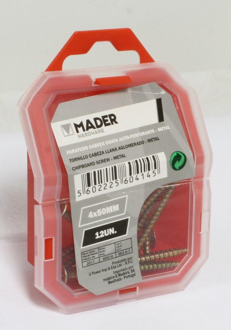 MADER 60414 - Tornillos Cabeza fresada,  para madera e Aglomerado, 4x50, 12Un