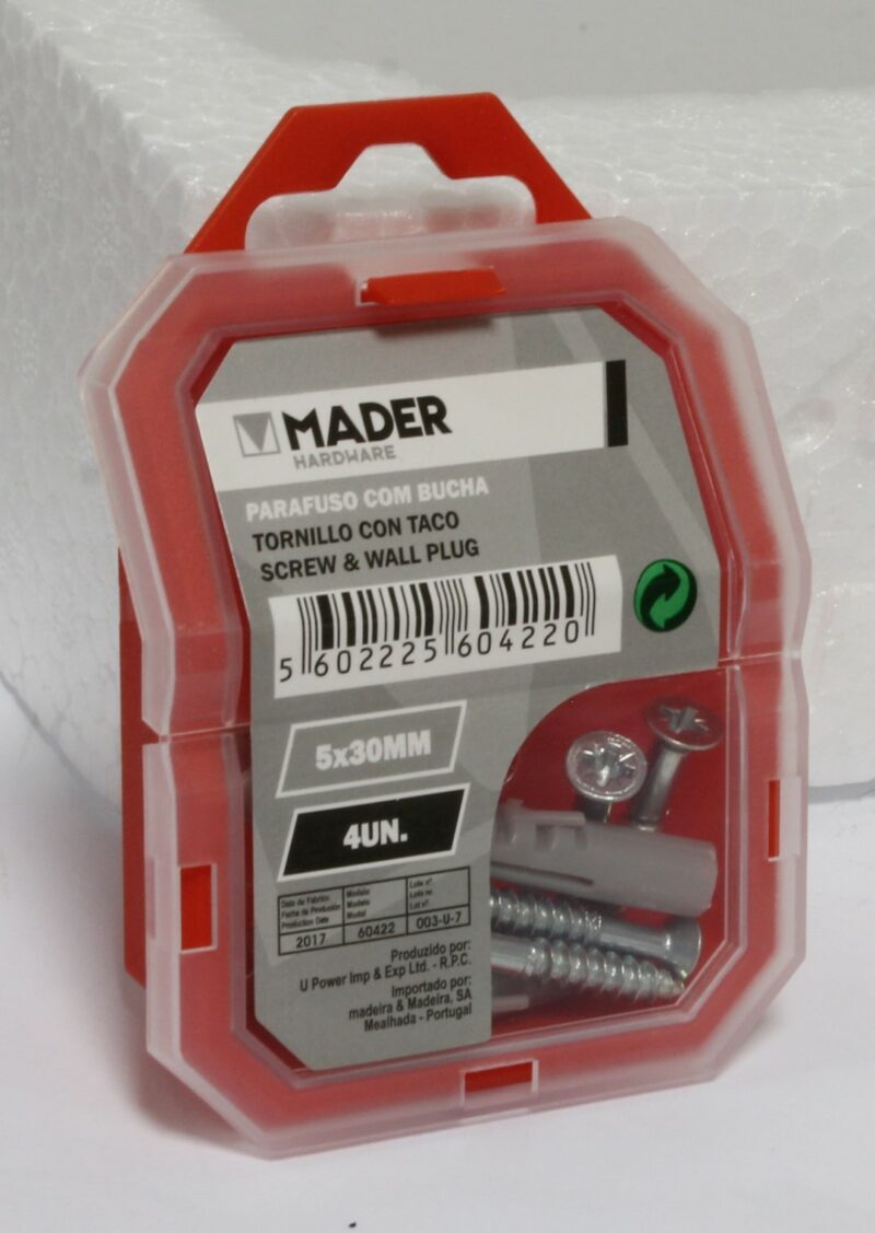MADER 60422 - Tornillo con Taco, 5x30mm, 4Un