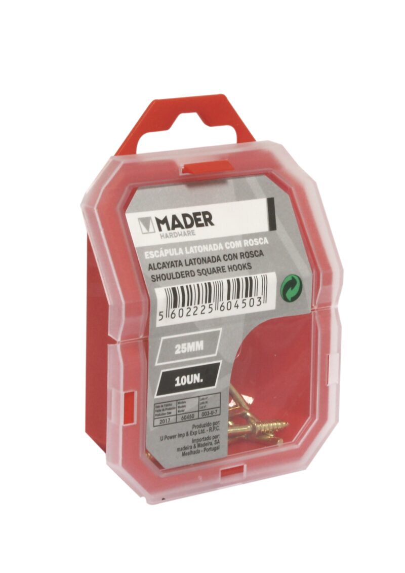MADER 60450 - Alcayata con Rosca, Latonada, 25mm, 10Un