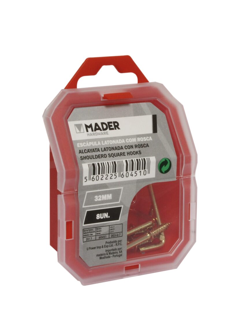 MADER 60451 - Alcayata con Rosca, Latonada, 32mm, 8Un