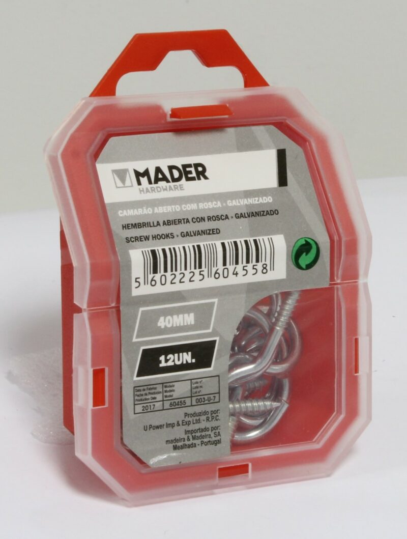 MADER 60455 - Hembrilla Abierta con Rosca, Galvanizado, 40mm, 12Un