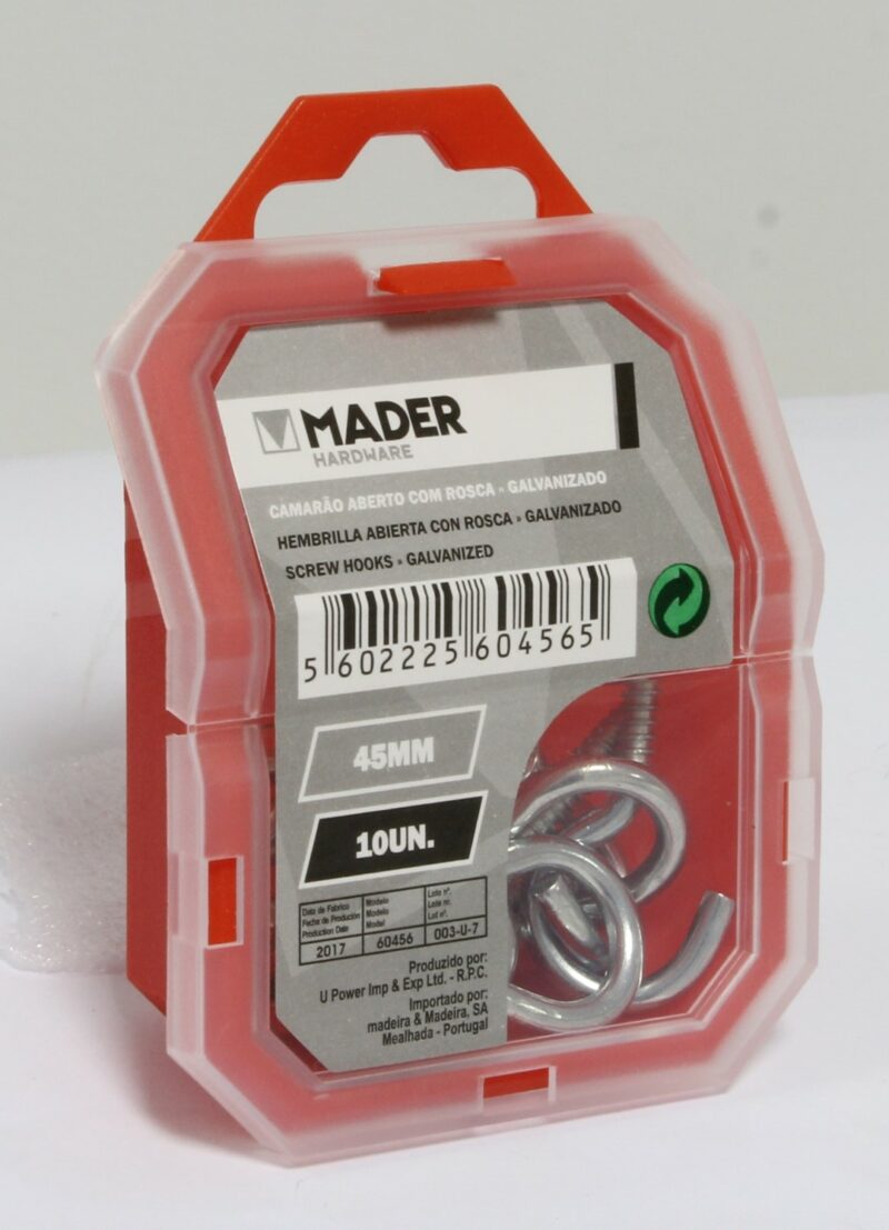 MADER 60456 - Hembrilla Abierta con Rosca, Galvanizado, 45mm, 10Un