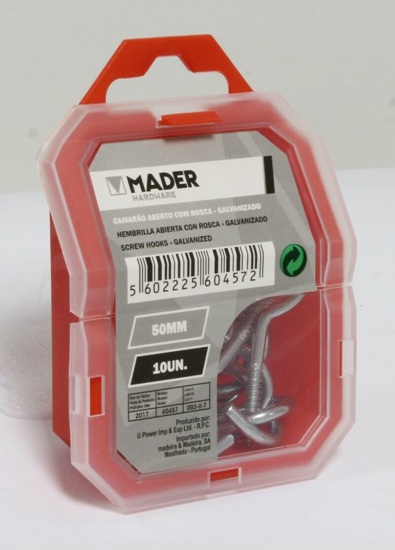 MADER 60457 - Hembrilla Abierta con Rosca, Galvanizado, 50mm, 10Un