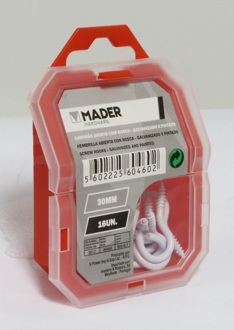 MADER 60460 - Hembrilla Abierta con Rosca, Galvanizado y Pintado, 30mm, 16Un