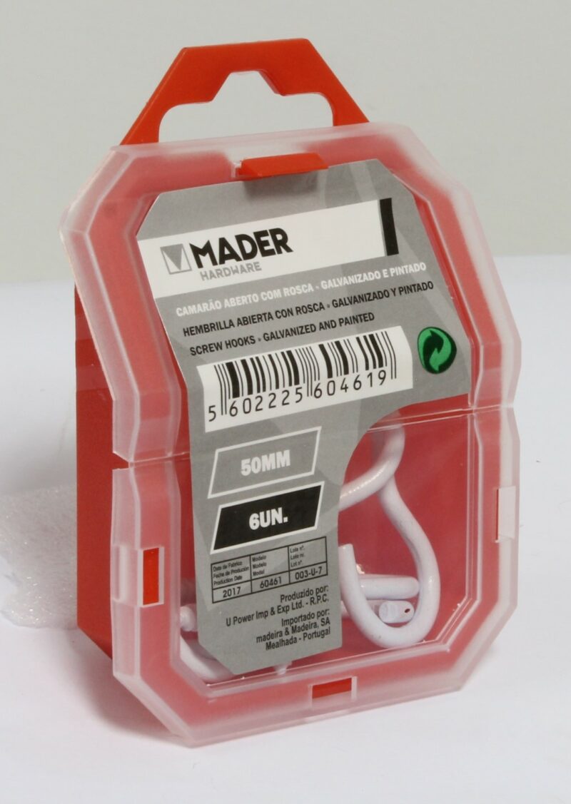 MADER 60461 - Hembrilla Abierta con Rosca, Galvanizado y Pintado, 50mm, 6Un
