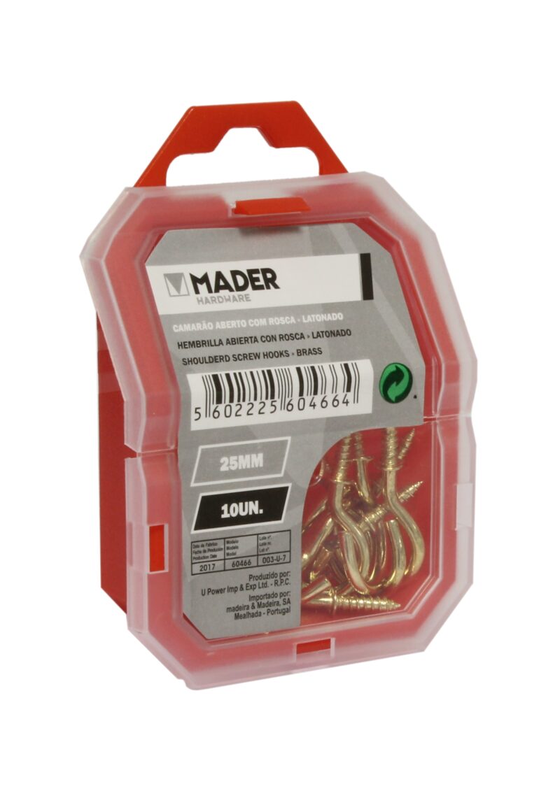 MADER 60466 - Hembrilla Abierta con Rosca, Latonado, 25mm, 10Un
